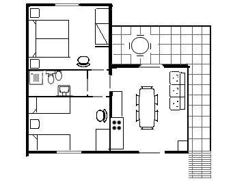 3-roomed apartment n° 2 -  1° floor