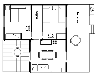 3-roomed apartment on the ground floor